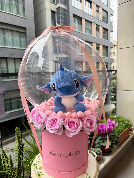 Stitch Rose Box - Pembe Kutuda