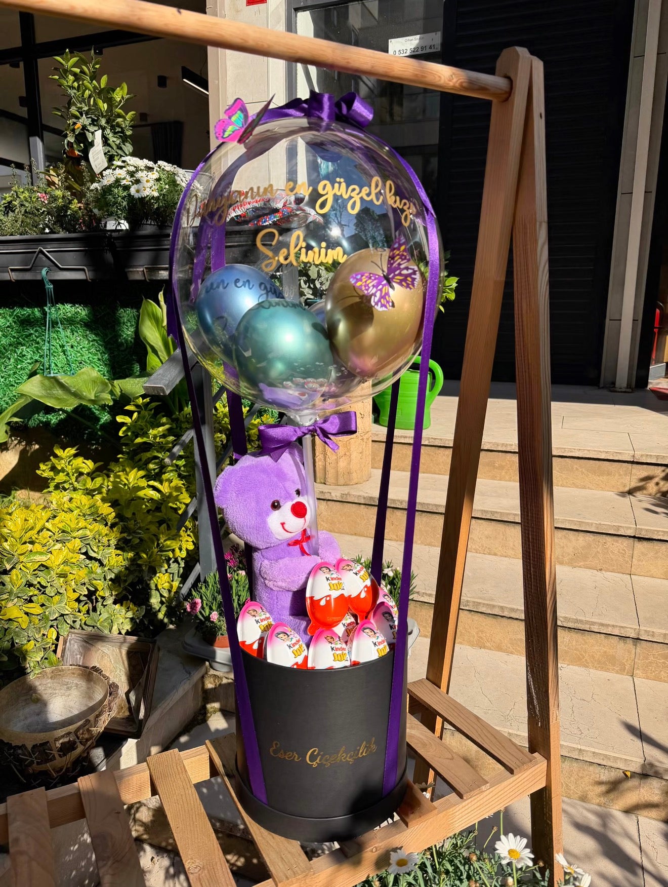 Balon Tutan Mor Ayıcık Kinder Box