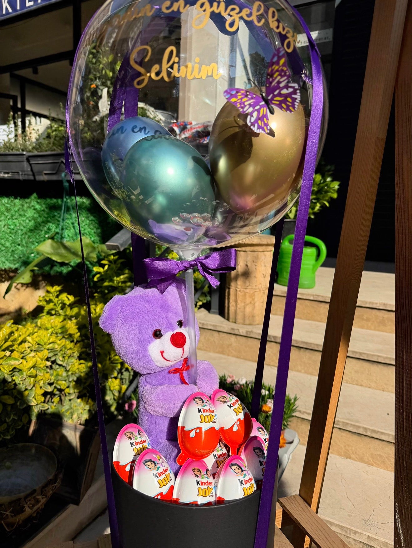 Balon Tutan Mor Ayıcık Kinder Box