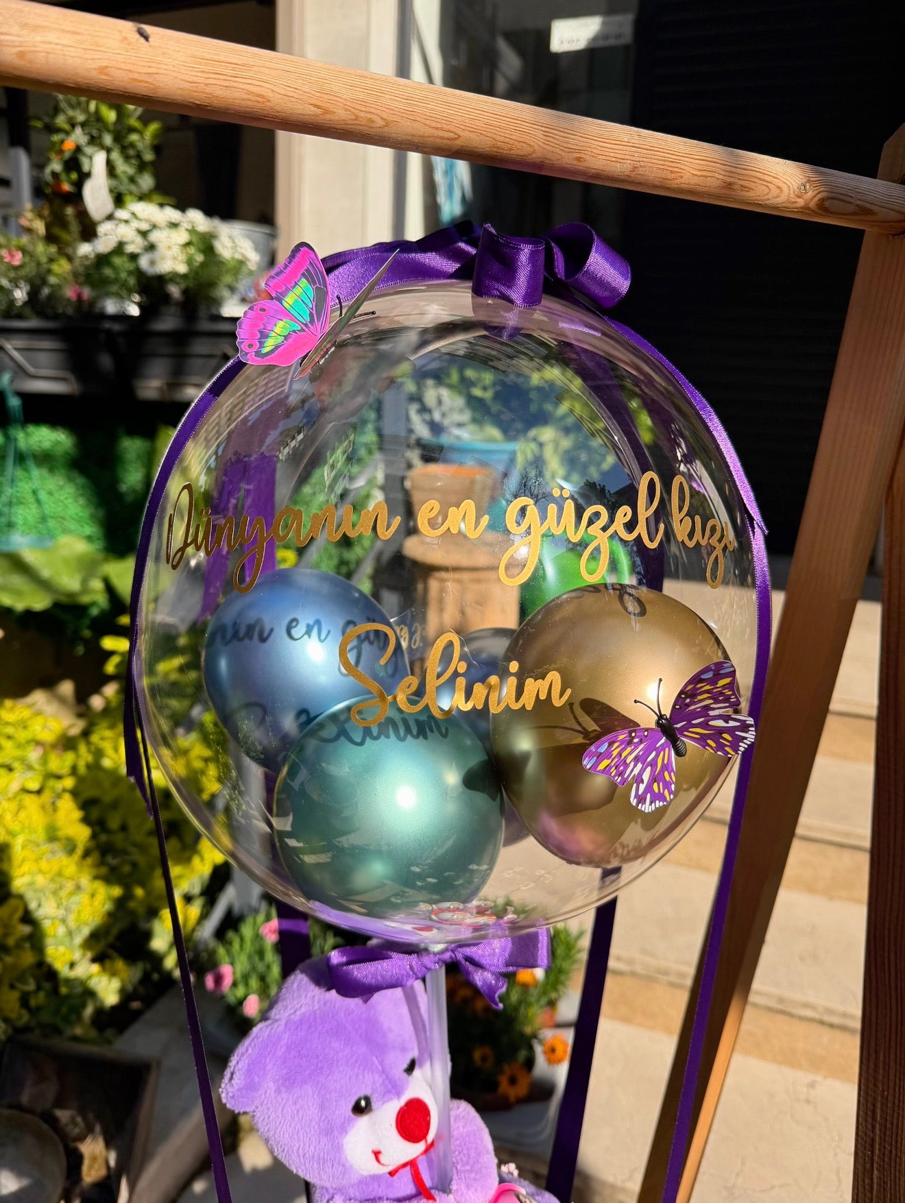 Balon Tutan Mor Ayıcık Kinder Box